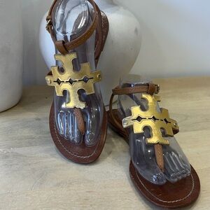 Tory Burch Brown and Gold Sandals